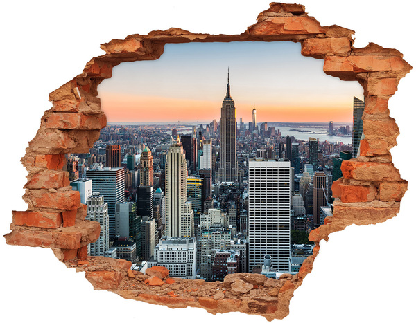 Vinyl muursticker 3D breekeffect New York bij zonsondergang