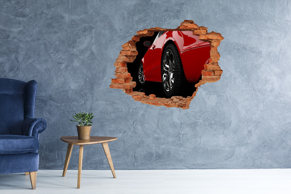 Vinyl muursticker 3D breekeffect Rode auto door een gat in de muur