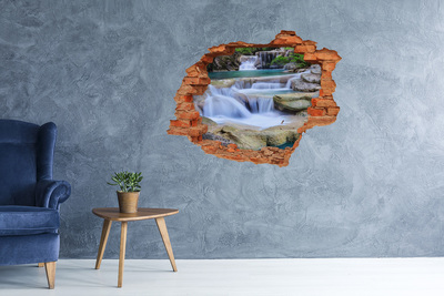 Grote 3D muursticker gat in de muur Waterval tussen de rotsen