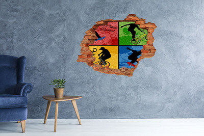 Grote 3D muursticker gat in de muur Skateboarden in actie