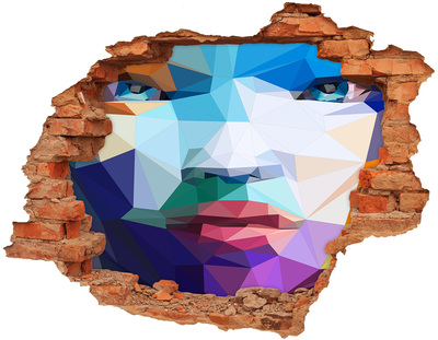 Vinyl muursticker 3D breekeffect Een landschap in de kleuren van de geometrie.