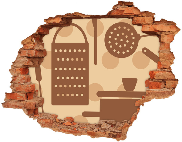 Grote 3D muursticker gat in de muur Interieur met een retro-thema