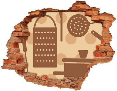 Grote 3D muursticker gat in de muur Interieur met een retro-thema