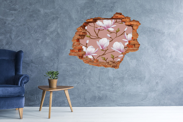 Vinyl muursticker 3D breekeffect Bloemenmotief op de muur