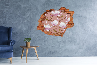 Vinyl muursticker 3D breekeffect Bloemenmotief op de muur