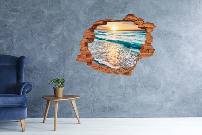 Vinyl muursticker 3D breekeffect Zonsondergang boven de zee