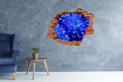 Grote 3D muursticker gat in de muur Blauwe bloem in een gat in de muur
