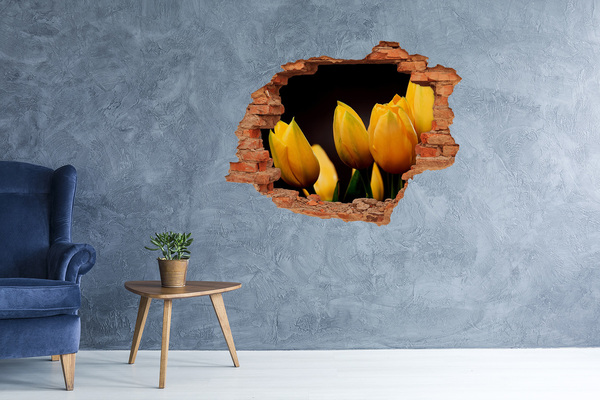 Vinyl muursticker 3D breekeffect Bloemen in een gat in de muur
