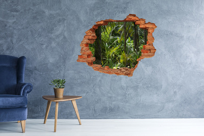 Grote 3D muursticker gat in de muur Tropische jungle achter de muur