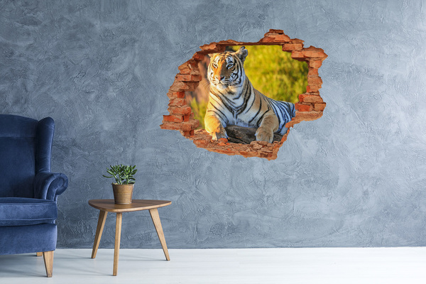 Grote 3D muursticker gat in de muur Tijger in zijn natuurlijke habitat