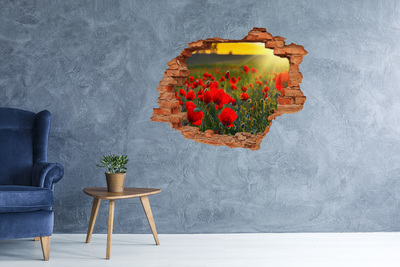 Grote 3D muursticker gat in de muur Een verborgen bloemenparadijs