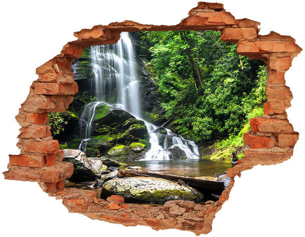 Grote 3D muursticker gat in de muur Waterval in het bos