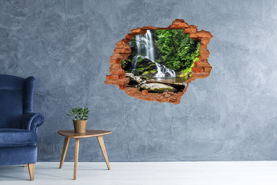 Grote 3D muursticker gat in de muur Waterval in het bos