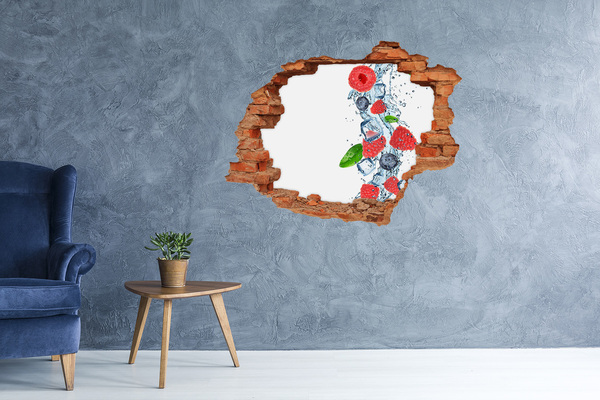 Grote 3D muursticker gat in de muur Fruitcocktail met ijs