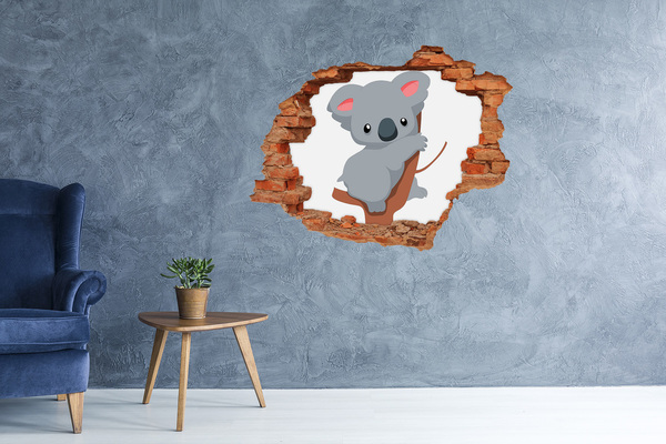 Vinyl muursticker 3D breekeffect Koala in een gat in de muur