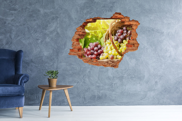 Grote 3D muursticker gat in de muur Fruit in de mand