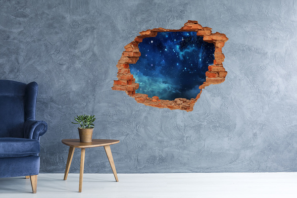 Grote 3D muursticker gat in de muur Kosmische ruimte achter de muur