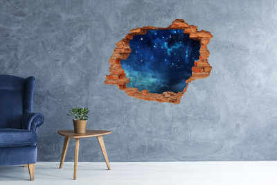Grote 3D muursticker gat in de muur Kosmische ruimte achter de muur