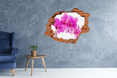 Grote 3D muursticker gat in de muur Orchideeën in een betonnen gat