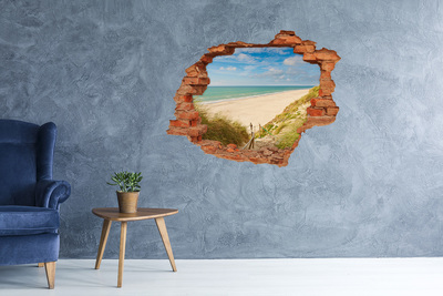 Grote 3D muursticker gat in de muur Caribisch strand door een gat in de muur