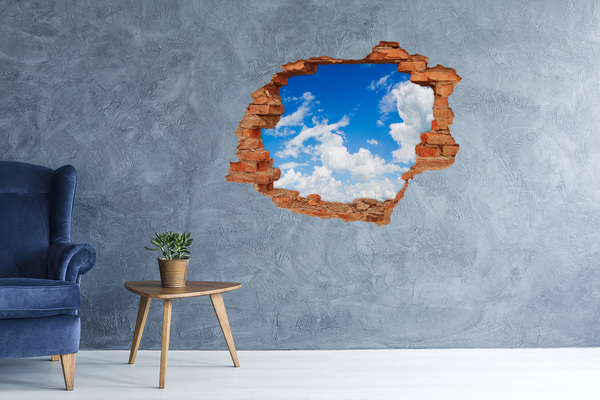 Vinyl muursticker 3D breekeffect Blauwe lucht met wolken