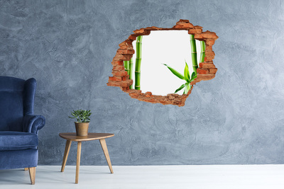 Grote 3D muursticker gat in de muur Groene plant door een gat in de muur