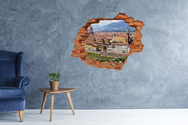 Vinyl muursticker 3D breekeffect Uitzicht op Florence