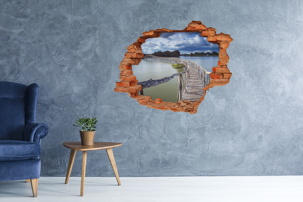 Vinyl muursticker 3D breekeffect Een brug op het water