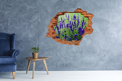 Grote 3D muursticker gat in de muur Lavendelbloemenweide