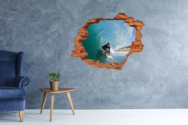 Grote 3D muursticker gat in de muur Surfen in de oceaan
