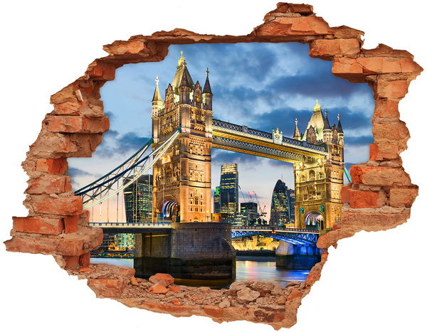 Grote 3D muursticker gat in de muur Tower Bridge in Londen
