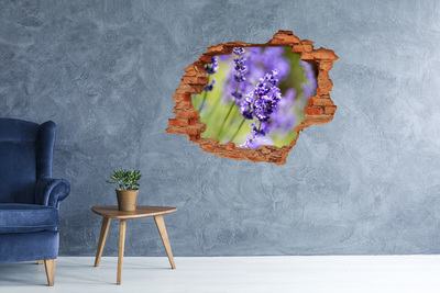 Vinyl muursticker 3D breekeffect Lavendelbloemen in een virtueel gat