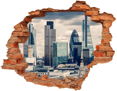 Grote 3D muursticker gat in de muur Uitzicht op de moderne stad