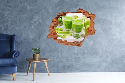 Grote 3D muursticker gat in de muur Groene gezondheidscocktail