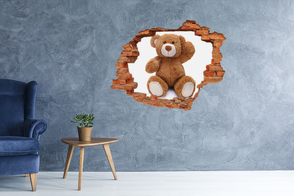 Grote 3D muursticker gat in de muur Teddybeer in een gat in de muur