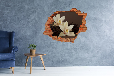 Grote 3D muursticker gat in de muur Orchideeën in een beschadigde muur