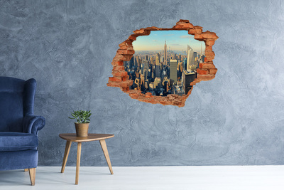 Grote 3D muursticker gat in de muur Uitzicht op New York