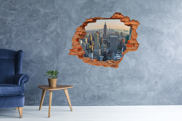 Vinyl muursticker 3D breekeffect Uitzicht op New York