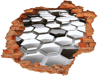 Grote 3D muursticker gat in de muur Moderne zeshoeken in beton