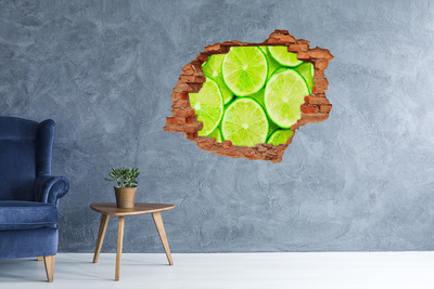 Grote 3D muursticker gat in de muur Verse limoenen in beton