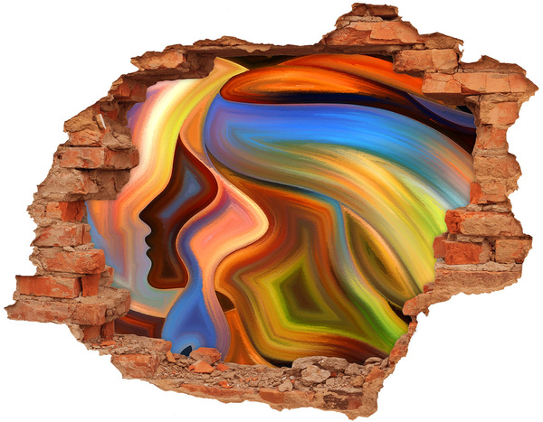 Grote 3D muursticker gat in de muur Een kleurrijk landschap in een gat in de muur.