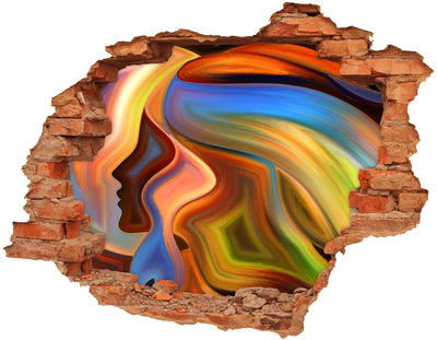 Grote 3D muursticker gat in de muur Een kleurrijk landschap in een gat in de muur.