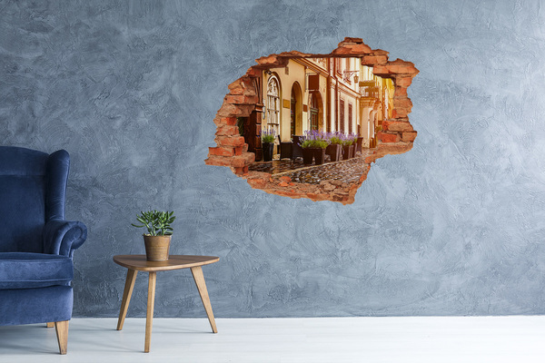 Vinyl muursticker 3D breekeffect Een charmant hoekje met lavendel