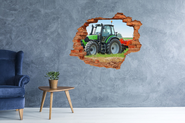 Grote 3D muursticker gat in de muur Tractor in actie