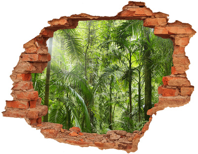 Vinyl muursticker 3D breekeffect Tropische jungle achter de muur
