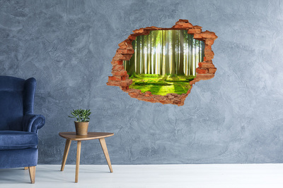 Vinyl muursticker 3D breekeffect Groen bos met zonnestralen