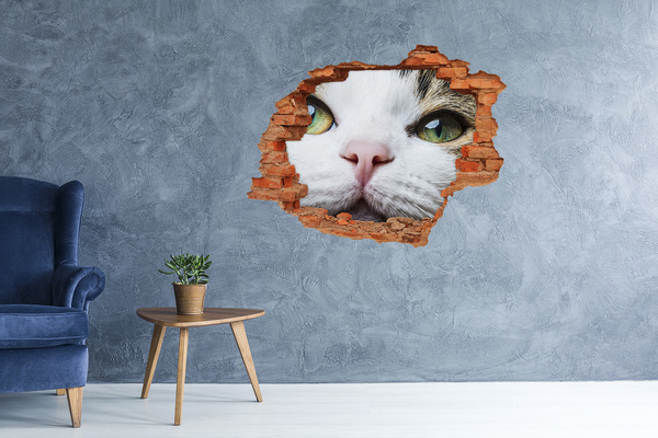 Vinyl muursticker 3D breekeffect De kat in de muur