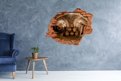 Vinyl muursticker 3D breekeffect Interieur van een wijnmakerij met vaten.