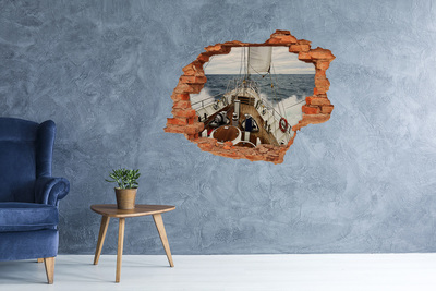 Grote 3D muursticker gat in de muur Een jacht op zee