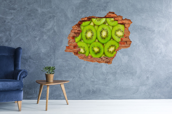 Vinyl muursticker 3D breekeffect Kiwi-stukken aan de muur